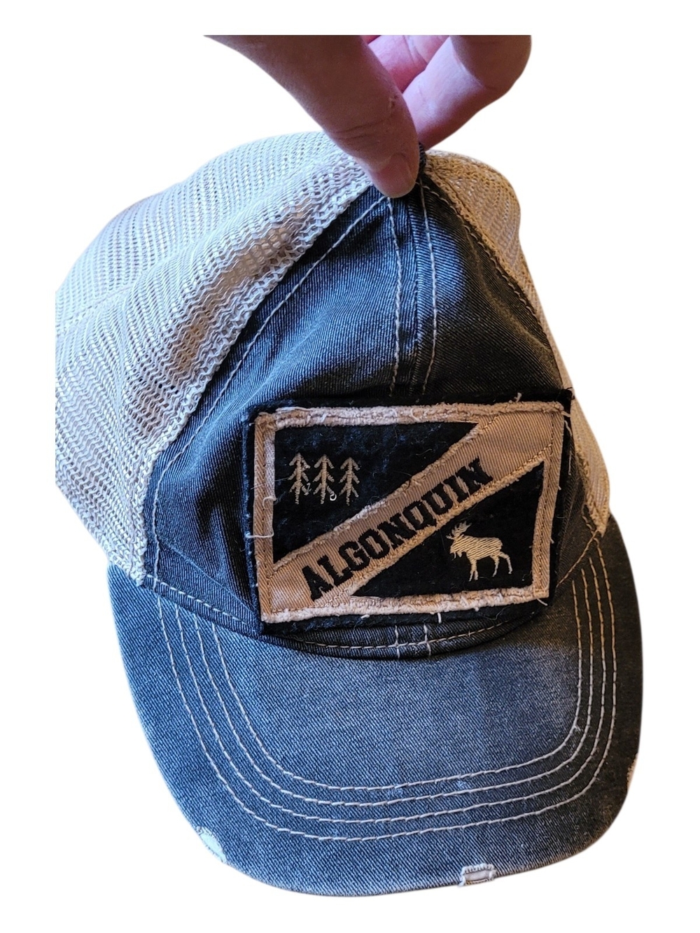 Women's Washed Black Mesh Trucker Hat